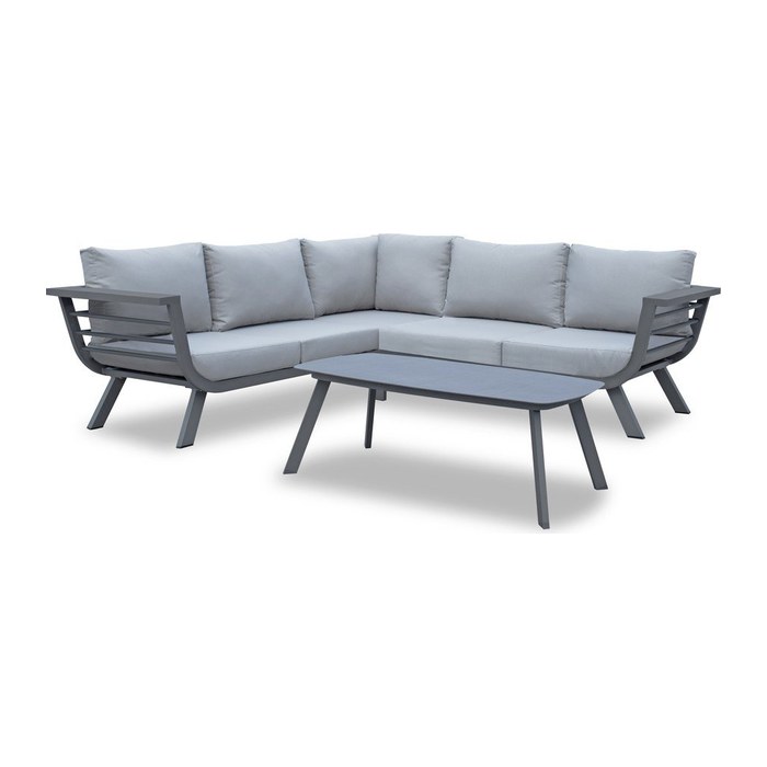Garden Pleasure Loungegruppe AURELIA hellgrau, dunkelgrau Metall, 13-teilig