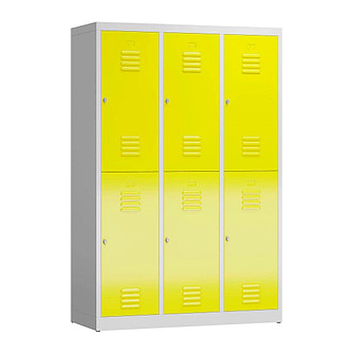 ClassiX Spind lichtgrau, zinkgelb X-523236, 6 Schließfächer 118,5 x 50,0 x 180,0 cm