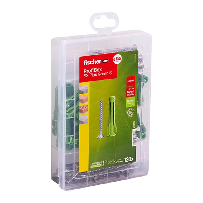 fischer ProfiBox - SX Plus S 567898 Dübel- und Schrauben-Sortiment, 120-teilig