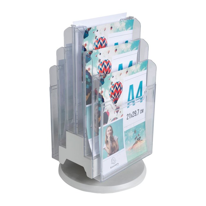 Exacompta Tischprospekthalter DESK-TOWER grau DIN A4 6 Fächern 31,5 x 31,5 x 46,5 cm, 1 St.