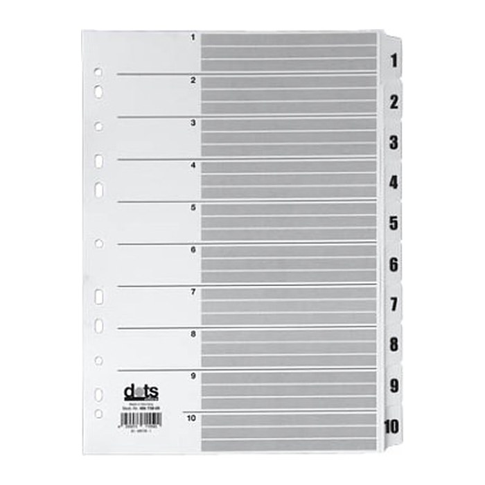 dots Ordnerregister Mylar DIN A4 Vollformat 1-10 weiß 10-teilig, 1 Satz
