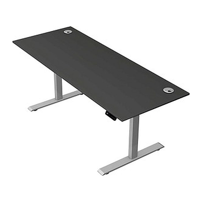 Kerkmann Move 2 Plus elektrisch höhenverstellbarer Schreibtisch anthrazit rechteckig, T-Fuß-Gestell silber 200,0 x 80,0 cm