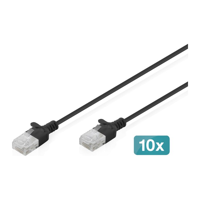 DIGITUS Patchkabel CAT 6 U-UTP Slim 0,3m Schwarz 10 Stück