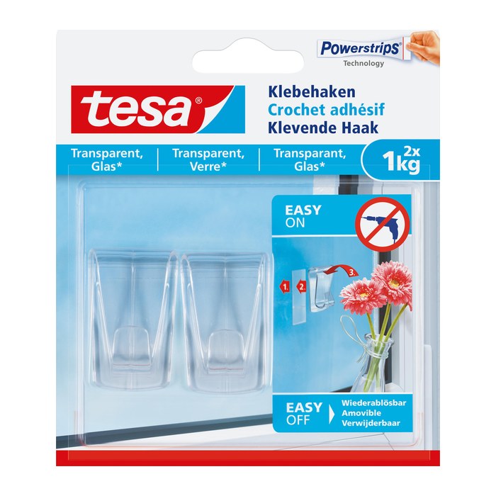 tesa Klebehaken für max. 1,0 kg, 2,0 x 5,5 cm, 2 St.