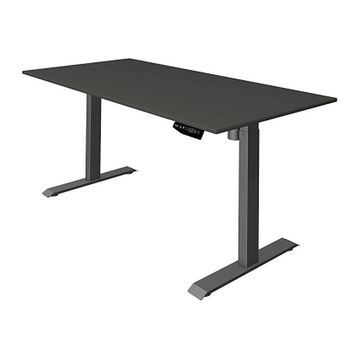 Kerkmann Move 1 elektrisch höhenverstellbarer Schreibtisch anthrazit rechteckig, T-Fuß-Gestell grau 160,0 x 80,0 cm