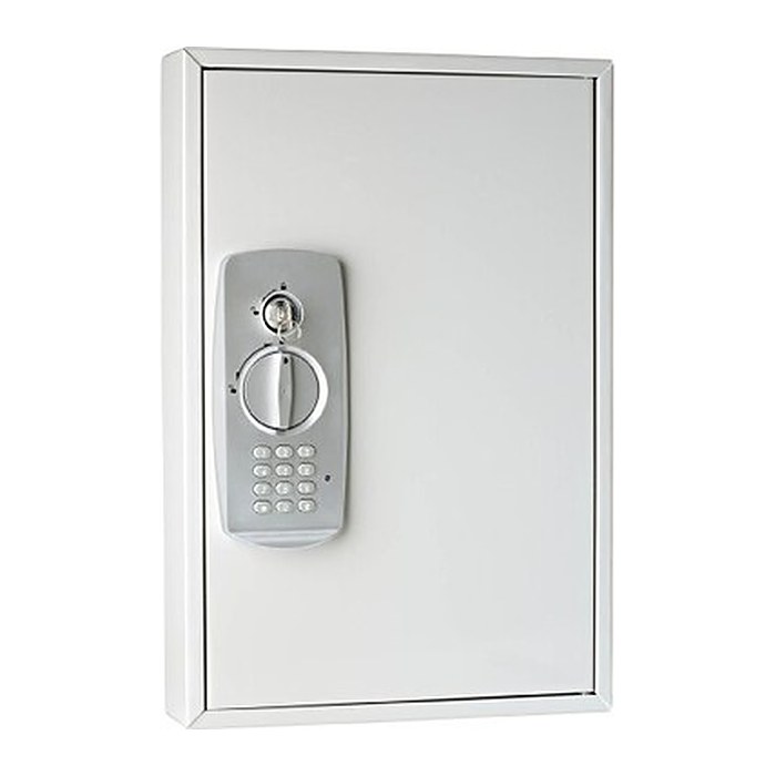 WEDO Schlüsseltresor lichtgrau mit 32 Haken, Elektronik- und Standardschloss, 30,0 x 8,0 x 45,0 cm, 1 St.