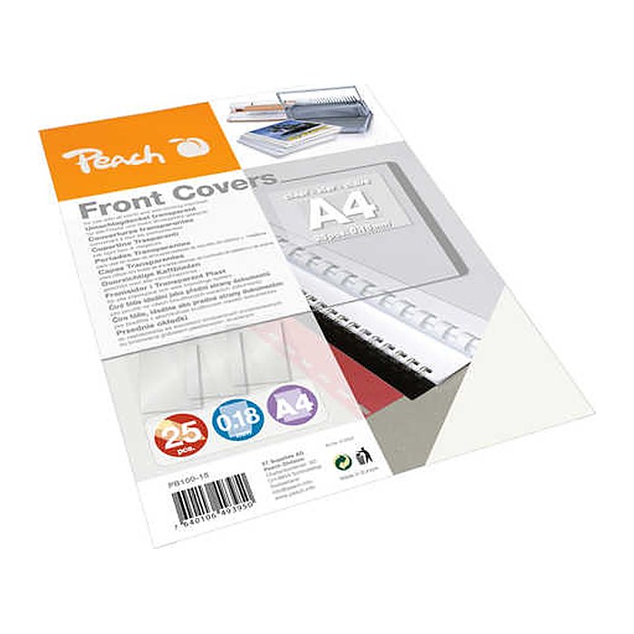Peach Einbanddeckel klarsicht farblos A4 0,18mm 25 Stk. retail