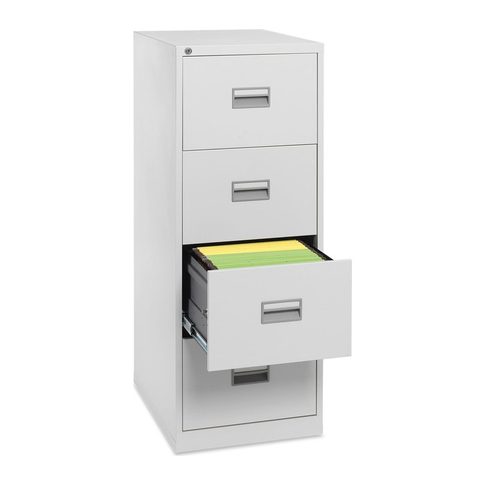 Stahl-Hängeregisterschrank (4 Schübe) – Einbahnig mit Griffen