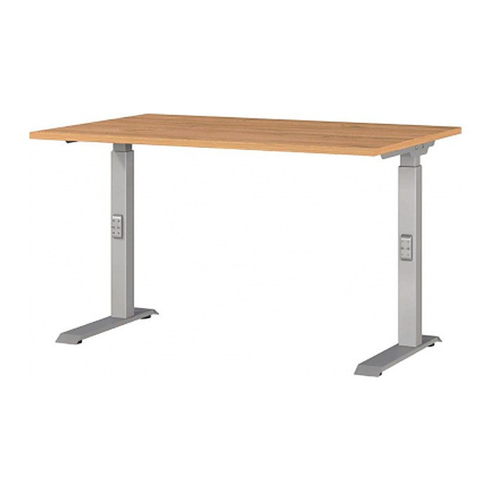 GERMANIA DOWNEY höhenverstellbarer Schreibtisch grandson-eiche rechteckig, C-Fuß-Gestell silber 120,0 x 80,0 cm