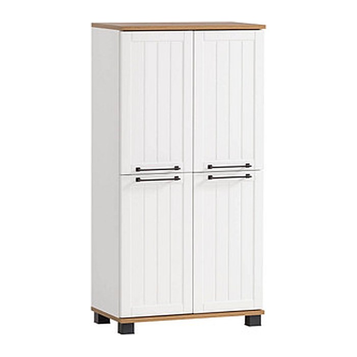 MÖBELPARTNER Badschrank Jelda 154232 eiche landhaus, weiß 59,8 x 32,6 x 116,9 cm