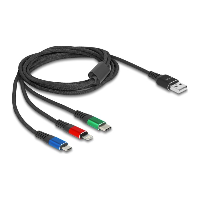 DELOCK USB 3in1 Ladekabel für Lightning/Micro-USB/USB C 2m