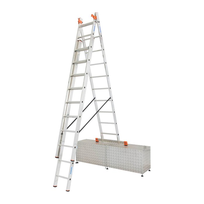 KRAUSE Vielzweckleiter MONTO Tribilo silber 3x 10 Sprossen, H: 300,0 cm