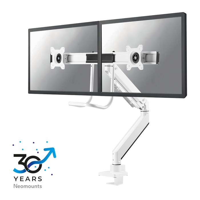 Neomounts Monitor-Halterung NM-D775DXWHITE schwarz für 2 Monitore, Tischklemme, Tischbohrung