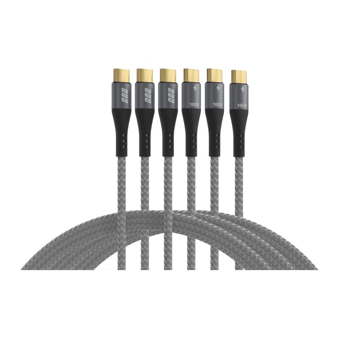 EFB USB-C Kabelset 100W PD 3.0 5A E-Marker Chip 0,5+1+2m gra