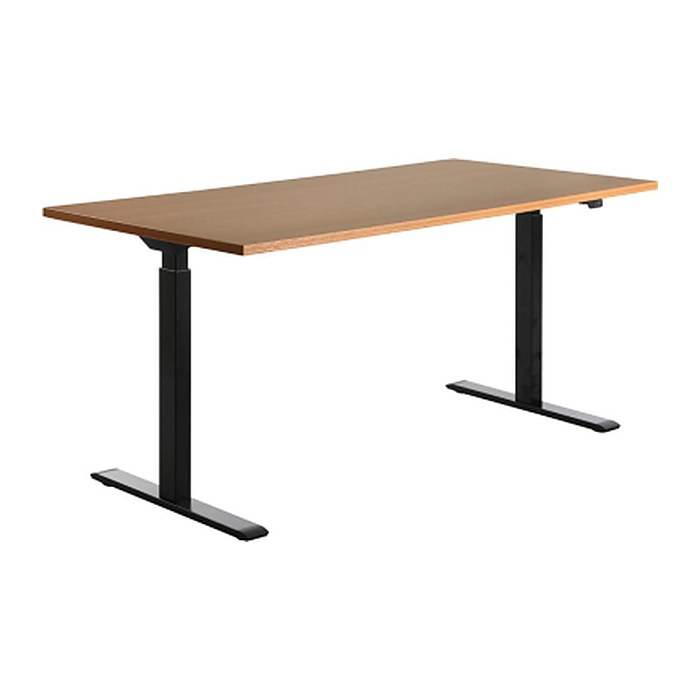 Topstar E-Table elektrisch höhenverstellbarer Schreibtisch buche rechteckig, T-Fuß-Gestell schwarz 160,0 x 80,0 cm