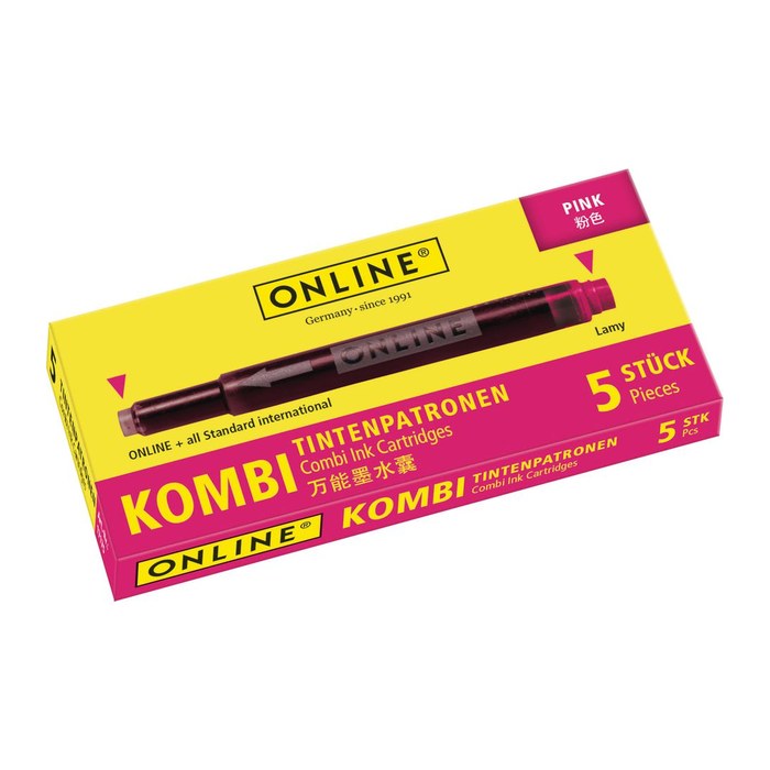 ONLINE® Tintenpatronen für Füller 17175/12 pink, 5 St.