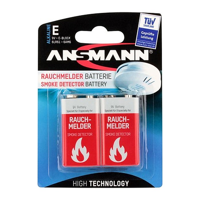 ANSMANN Batterien 6LR61 Alkali-Mangan E-Block 9,0 V, 2 St.