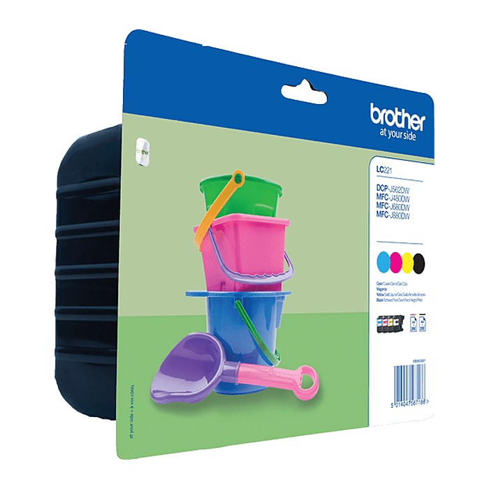 brother LC-221BK/C/M/Y schwarz, cyan, magenta, gelb Druckerpatronen, 4er-Set