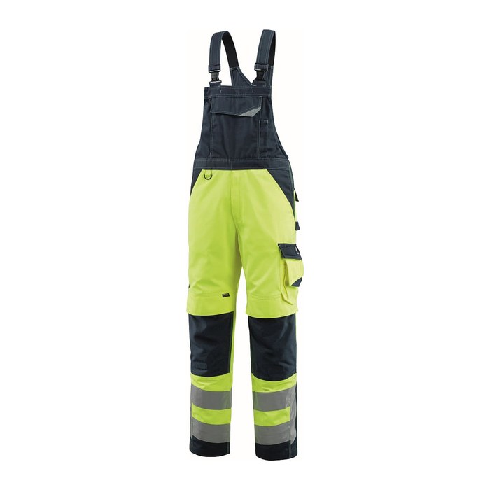 MASCOT® unisex Warnschutz-Latzhose Newcastle gelb, schwarzblau Größe 110