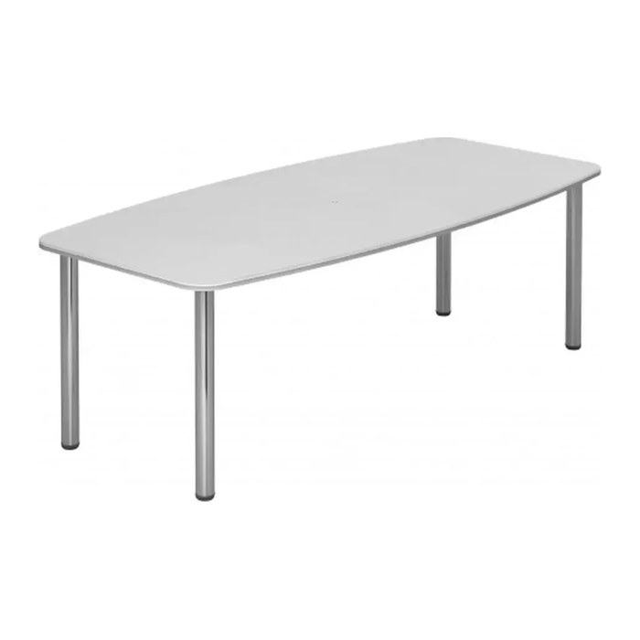 HAMMERBACHER Konferenztisch KT22C weiß Tonnenform, Rundrohr chrom, 220,0 x 83,0/103,0 x 72,0 - 74,0 cm