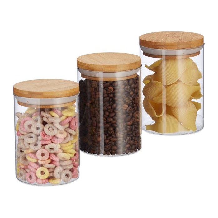 relaxdays Vorratsdosen 14,0 cm hoch transparent 0,6 l, 3 St.