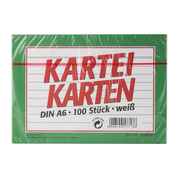 LANDRE Karteikarten A6/100 liniert weiß