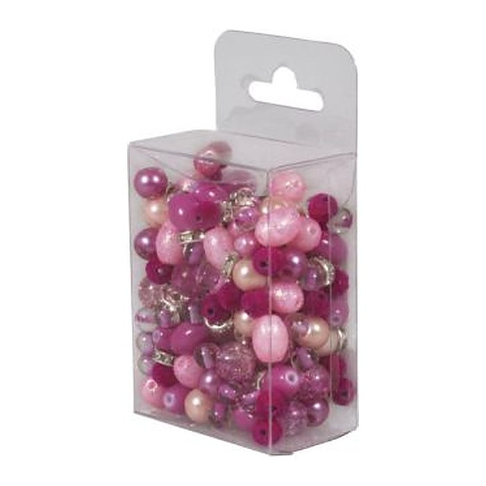 Rayher Perlen-Set Glasperlenmix mit Effektperlen pink