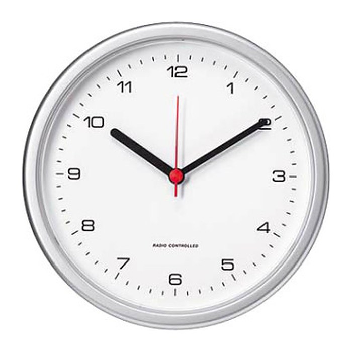 PEWETA Funkwanduhr Design weiß silber Kunststoff, Ø 25,0 cm