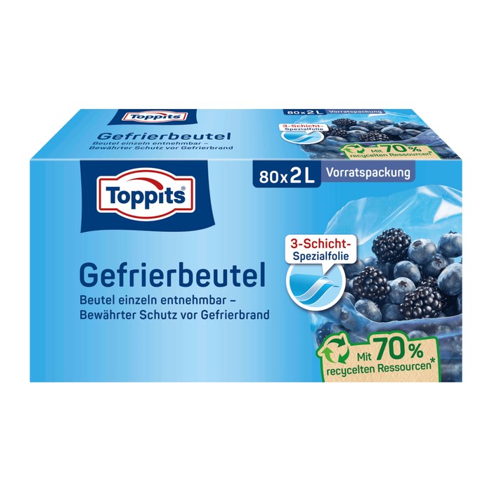 Toppits Gefrierbeutel 2,0 l, 80 St.