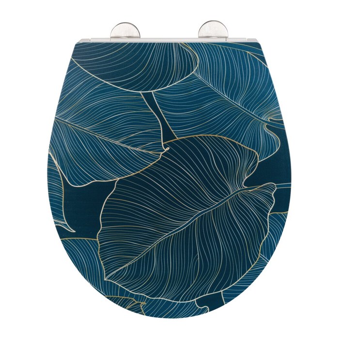 WENKO WC-Sitz mit Absenkautomatik Big Leaves blau, 1 St.
