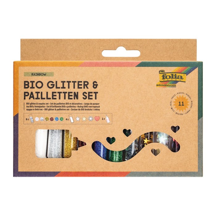 folia Bio Glitter & Pailletten-Set Glitzer farbsortiert, 1 Pack
