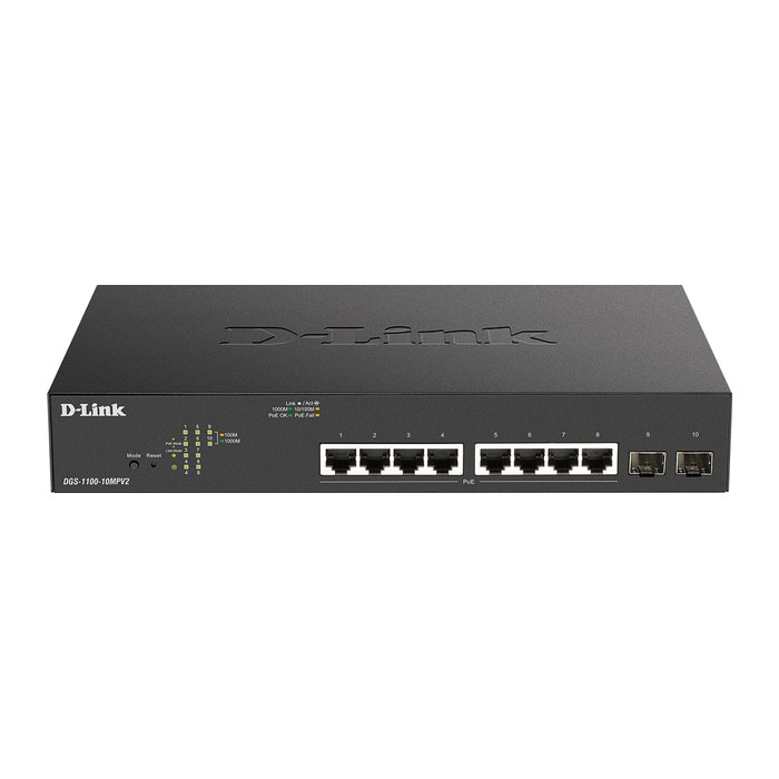 Switch 280mm D-Link DGS-1100-10MPV2 2*SFP/ 8*GE PoE+