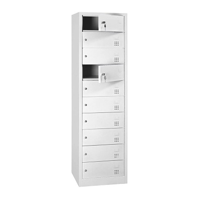Gürkan Schließfachschrank lichtgrau 110096, 10 Schließfächer 50,0 x 50,0 x 180,0 cm