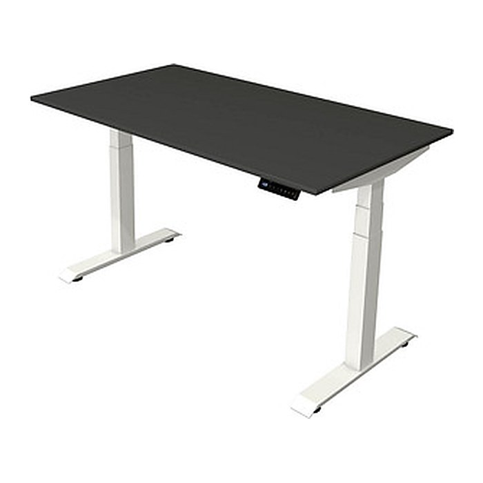 Kerkmann Move 4 elektrisch höhenverstellbarer Schreibtisch anthrazit rechteckig, T-Fuß-Gestell weiß 140,0 x 80,0 cm