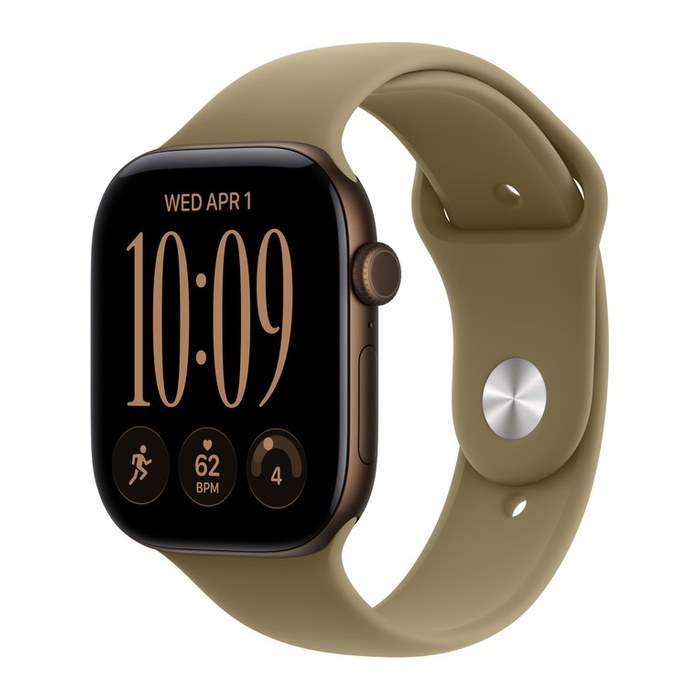 Apple Watch 12 46 mm Aluminium bronze (GPS) Sportarmband M/L olivgrün