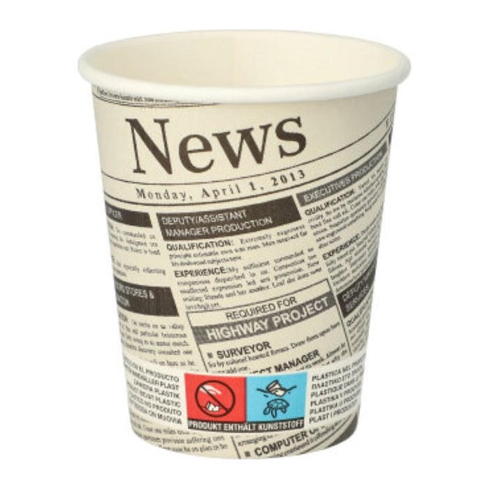 STARPAK Einweg-Kaffeebecher Newsprint weiß 0,2 l, 50 St.