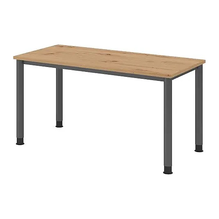 HAMMERBACHER HS614 Schreibtisch asteiche rechteckig, 4-Fuß-Gestell grau 140,0 x 67,2 cm