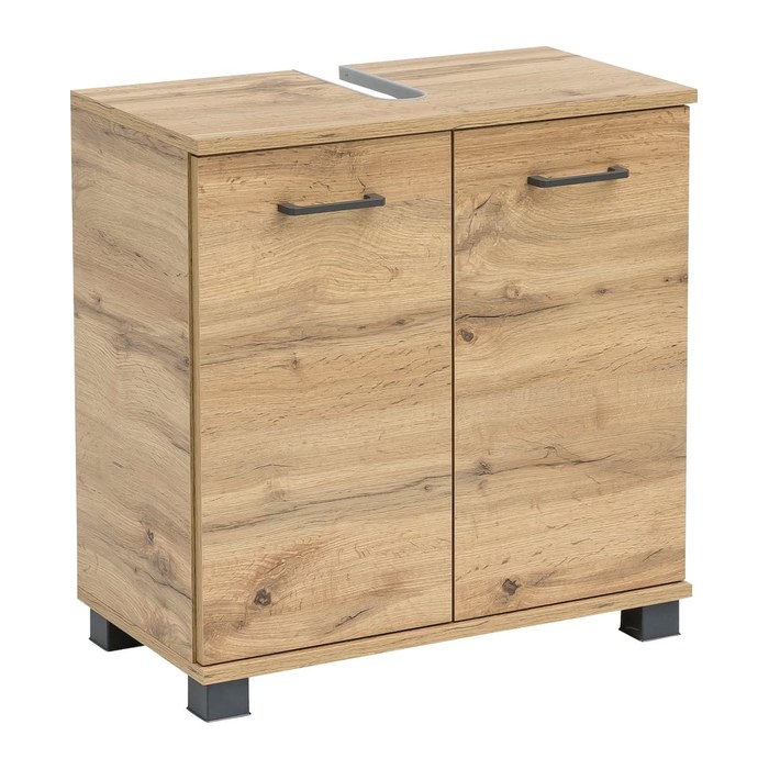 MÖBELPARTNER Waschbeckenunterschrank Nora 144919 eiche landhaus 59,8 x 32,6 x 63,4 cm