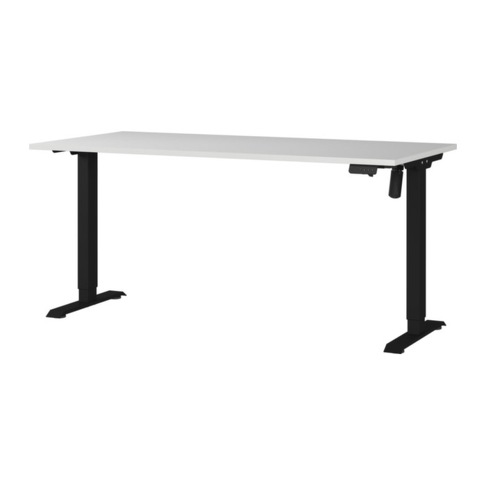 GERMANIA Boras höhenverstellbarer Schreibtisch lichtgrau rechteckig, T-Fuß-Gestell schwarz 160,0 x 80,0 cm