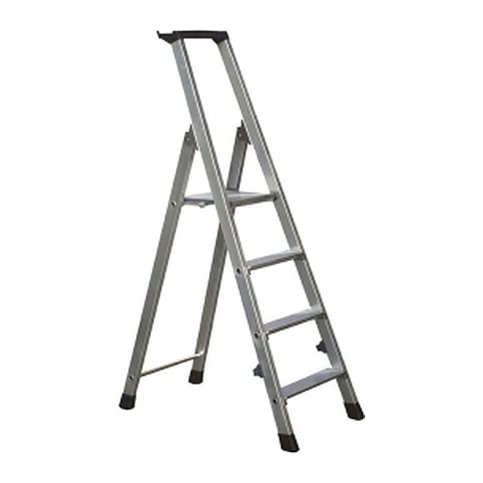 ZARGES Stehleiter einseitig Nova S silber 4 Stufen, H: 157,0 cm