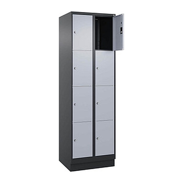 CP Schließfachschrank Classic PLUS schwarzgrau, weißaluminium 080020-204 S10040, 8 Schließfächer 60,0 x 50,0 x 185,0 cm