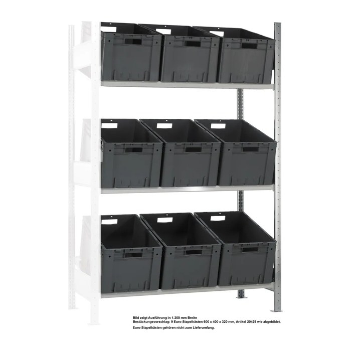 SCHULTE Anbau-Schrägbodenregal L MULTIplus150 13681 lichtgrau 130,0 x 60,0 x 200,0 cm