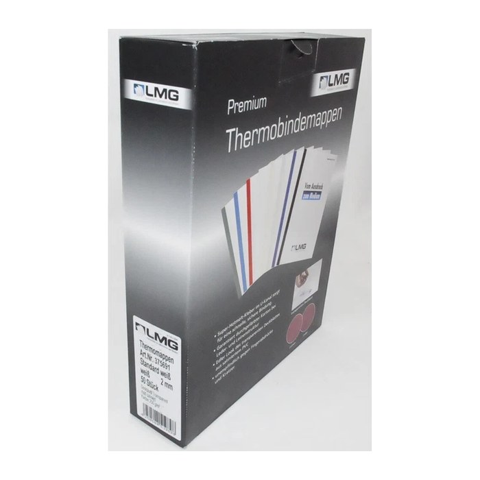 LMG Thermo-Bindemappen Premium weiß Karton für 15 - 20 Blatt, 50 St.