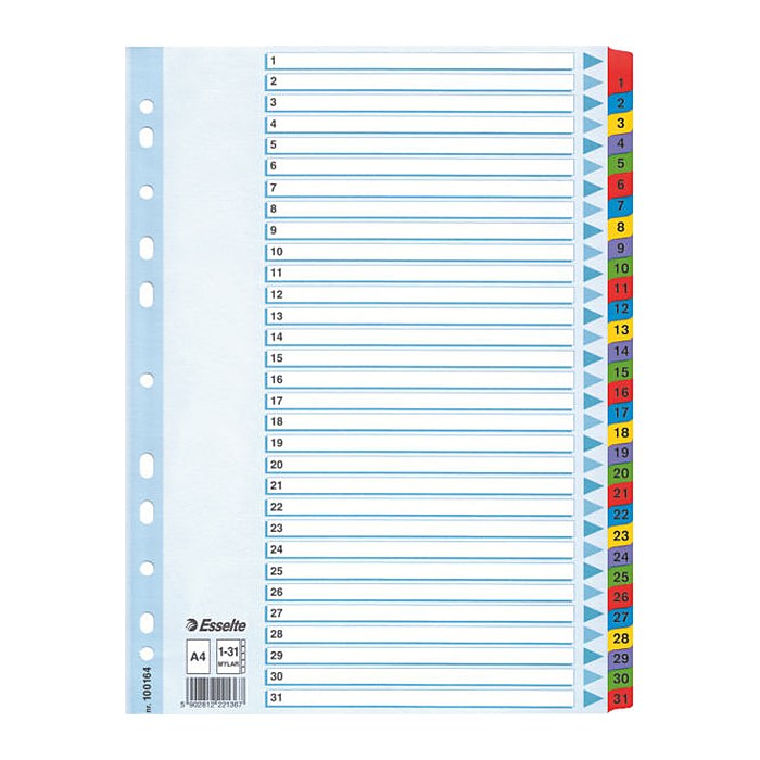 Esselte Ordnerregister DIN A4 Vollformat 1-31 farbig 31-teilig, 1 Satz