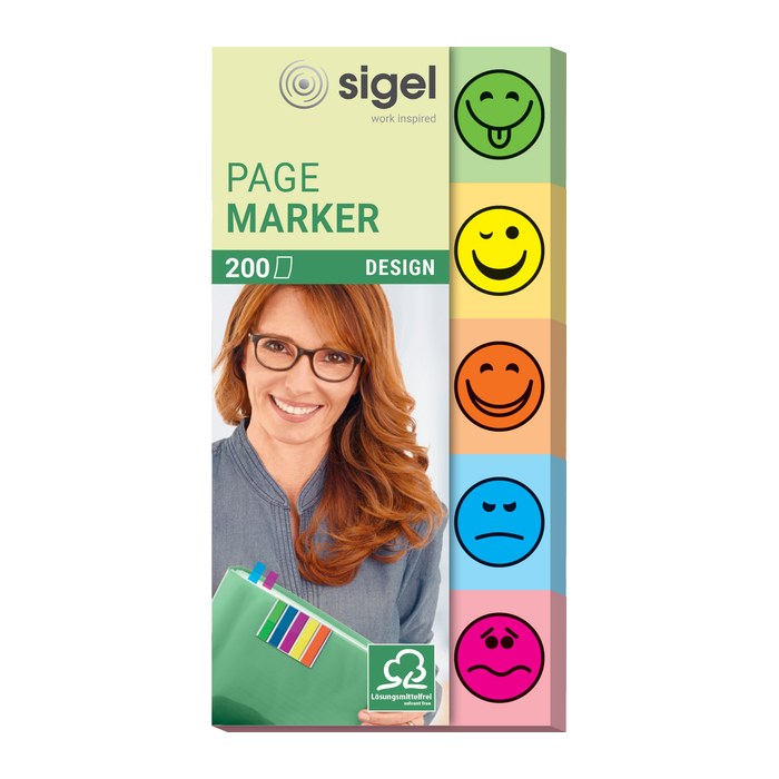 SIGEL DESIGN Haftmarker farbsortiert "Smiley" 5x 40 Streifen