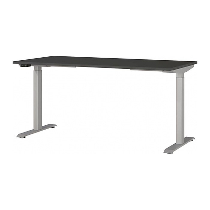 GERMANIA JET höhenverstellbarer Schreibtisch grafit rechteckig, T-Fuß-Gestell silber 160,0 x 80,0 cm
