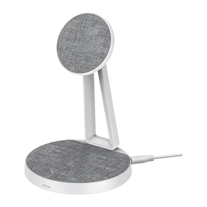 XLAYER MagFix Pro 2 in 1 Induktive Ladestation grau, weiß, 15 Watt