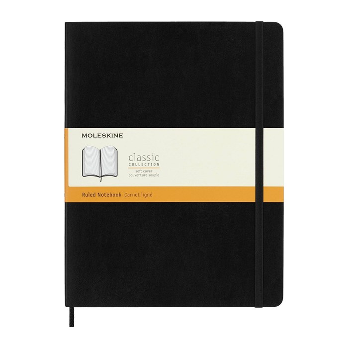 MOLESKINE Notizbuch Classic Collection flexibler Einband ca. DIN A4 liniert, schwarz Softcover 192 Seiten, 1 St.