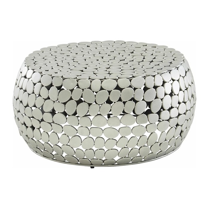 WOHNLING Couchtisch rund Aluminium silber 66,0 x 66,0 x 32,0 cm, 1 St.