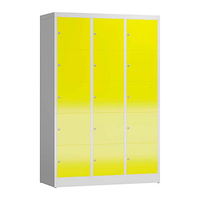 ClassiX Schließfachschrank lichtgrau, zinkgelb X-523536, 15 Schließfächer 118,5 x 50,0 x 180,0 cm